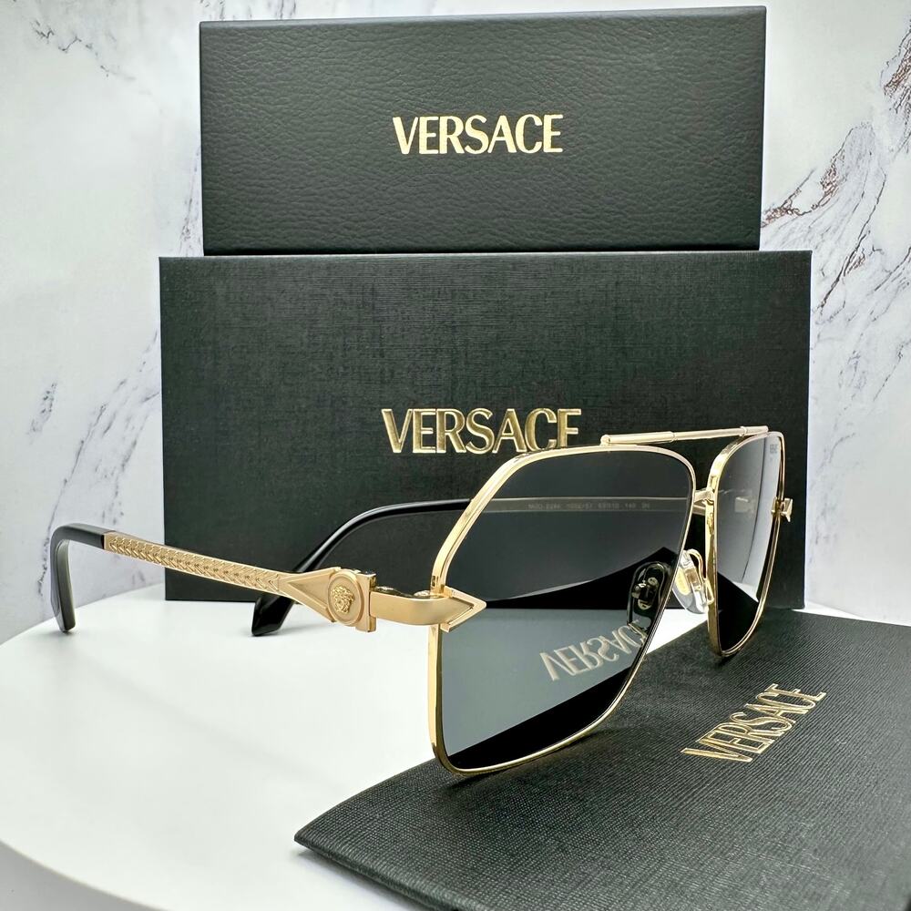 NEW VERSACE Gold Metal Sunglasses - Picture 1 of 16